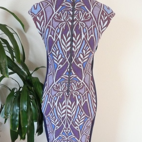 Anthropologie Blue Jacquard Sheath Midi - Picture 5 of 8